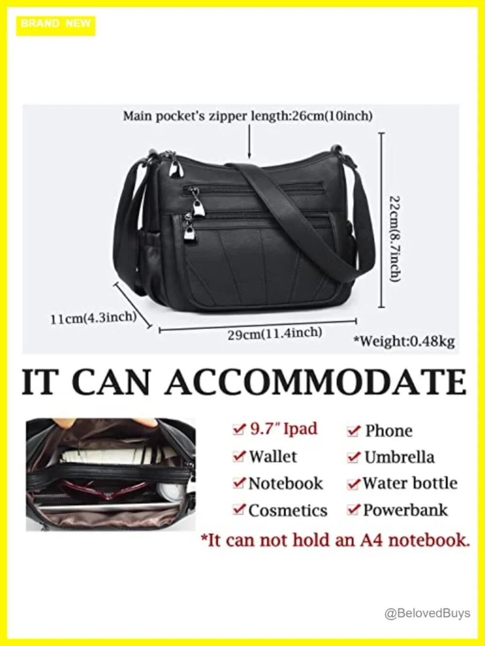 Women's Soft PU Leather Satchel Crossbody Bag Medium Roomy Handbag with